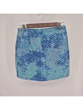 H&M Blue Metallic Bubble Design Mini Skirt Women's 8 Sparkle Silver